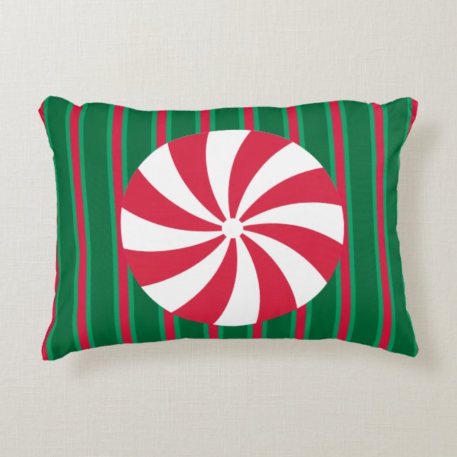 Leuk en Fancy Kerst Peppermint Snoep Accent Kussen (Voorkant)