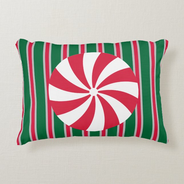 Leuk en Fancy Kerst Peppermint Snoep Accent Kussen (Voorkant)