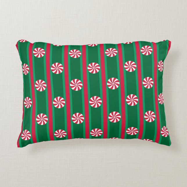 Leuk en Fancy Kerst Peppermint Snoep Accent Kussen (Voorkant)