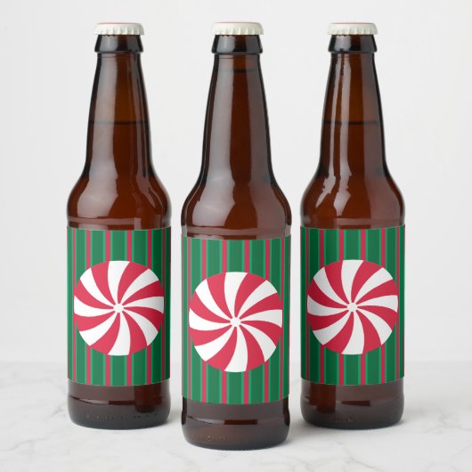 Leuk en Fancy Kerst Peppermint Snoep Bier Etiket (Flessen)