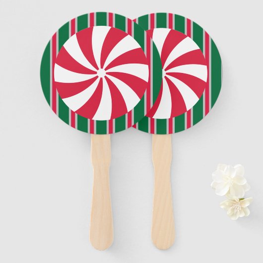 Leuk en Fancy Kerst Peppermint Snoep Handwaaier (Voorkant en achterkant)