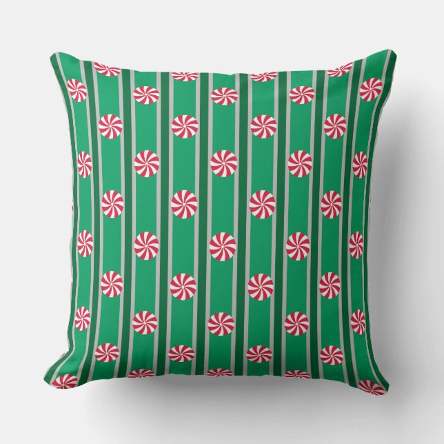 Leuk en Fancy Kerst Peppermint Snoep Kussen (Voorkant)