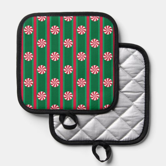 Leuk en Fancy Kerst Peppermint Snoep Pannenlap (Voorkant / Achterkant)