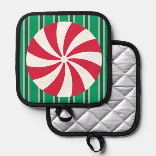 Leuk en Fancy Kerst Peppermint Snoep Pannenlap (Voorkant / Achterkant)