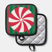 Leuk en Fancy Kerst Peppermint Snoep Pannenlap (Voorkant / Achterkant)