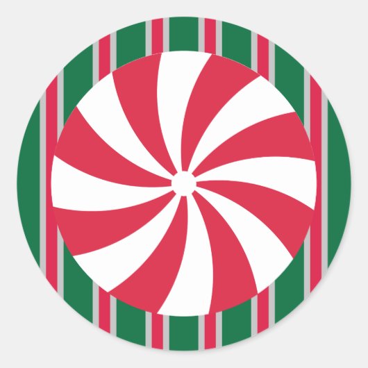 Leuk en Fancy Kerst Peppermint Snoep Ronde Sticker (Voorkant)