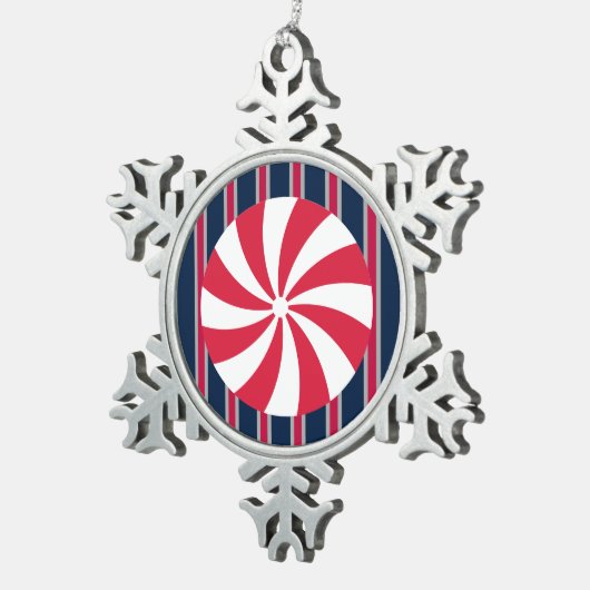 Leuk en Fancy pepermunt Snoep Tin Sneeuwvlok Ornament (Rechts)