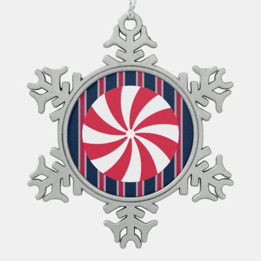 Leuk en Fancy pepermunt Snoep Tin Sneeuwvlok Ornament (Voorkant)