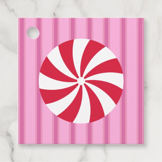 Leuk en Fancy Roze Kerst Peppermint Snoep Bedankjes Labels (Voorkant)
