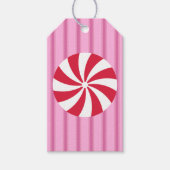 Leuk en Fancy Roze Kerst Peppermint Snoep Cadeaulabel (Voorkant)