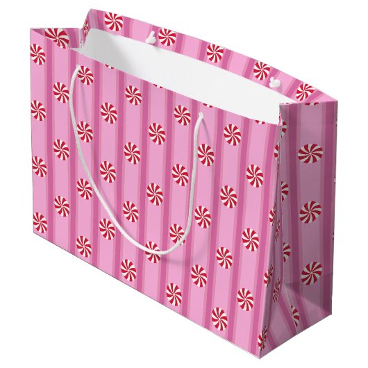 Leuk en Fancy Roze Kerst Peppermint Snoep Groot Cadeauzakje (Achterkant Gekanteld)