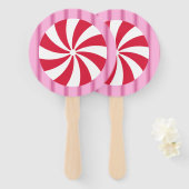 Leuk en Fancy Roze Kerst Peppermint Snoep Handwaaier (Voorkant en achterkant)