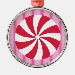 Leuk en Fancy Roze Kerst Peppermint Snoep Metalen Ornament