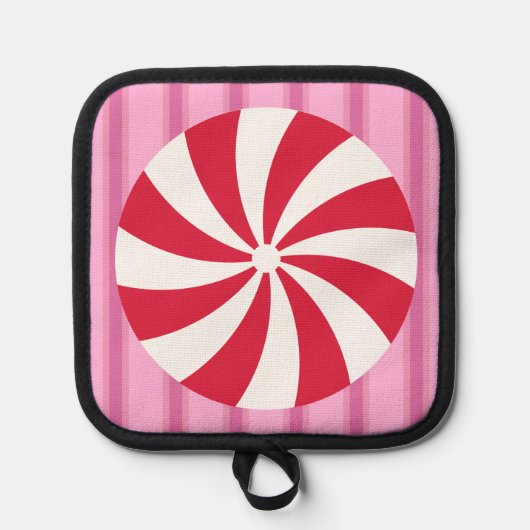 Leuk en Fancy Roze Kerst Peppermint Snoep Pannenlap (Voorkant)