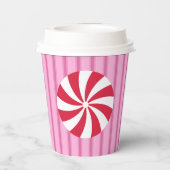 Leuk en Fancy Roze Kerst Peppermint Snoep Papieren Bekers (Achterkant)