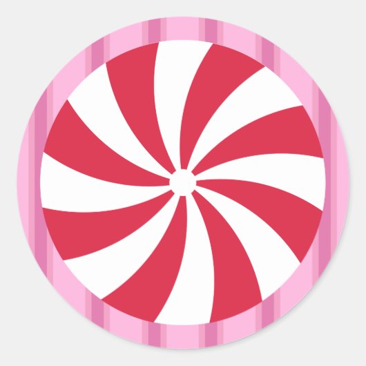 Leuk en Fancy Roze Kerst Peppermint Snoep Ronde Sticker (Voorkant)