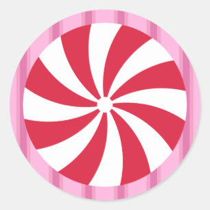 Leuk en Fancy Roze Kerst Peppermint Snoep Ronde Sticker
