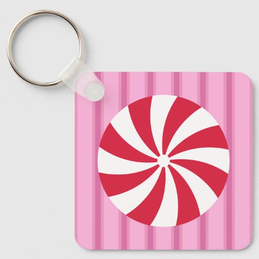 Leuk en Fancy Roze Kerst Peppermint Snoep Sleutelhanger (Voorkant)