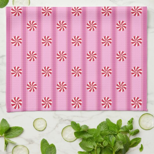 Leuk en Fancy Roze Kerst Peppermint Snoep Theedoek (Gevouwen)