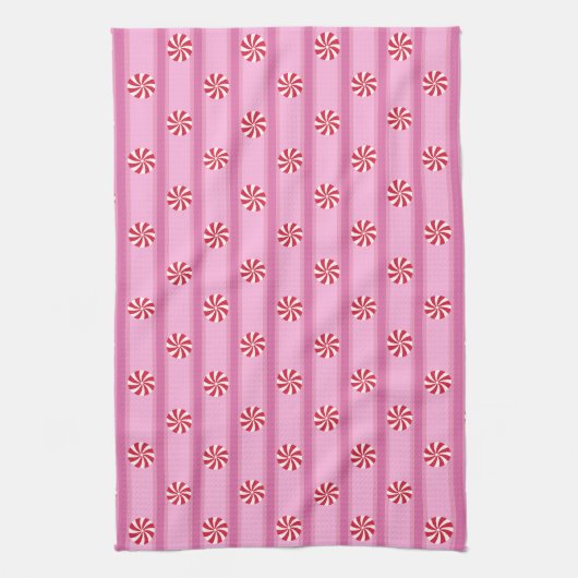 Leuk en Fancy Roze Kerst Peppermint Snoep Theedoek (Verticaal)