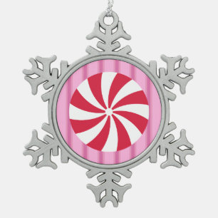 Leuk en Fancy Roze Kerst Peppermint Snoep Tin Sneeuwvlok Ornament