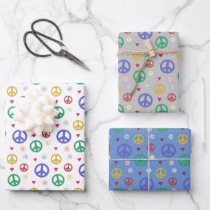 Leuk en Fancy Vredesbord, Bloemen & Harten Inpakpapier Vel