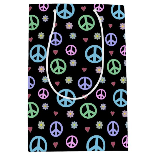 Leuk en Fancy Vredesbord, Bloemen & Harten Medium Cadeauzakje (Voorkant)