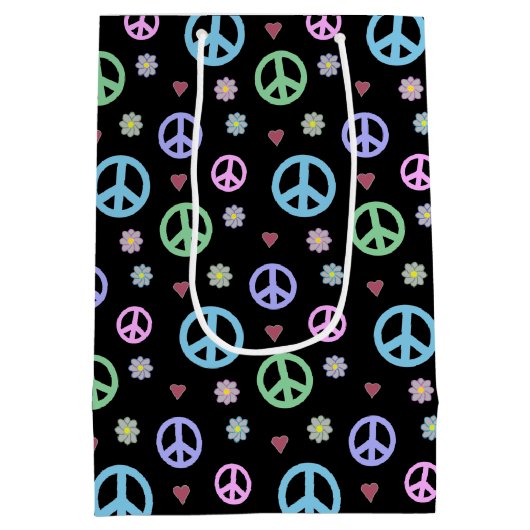 Leuk en Fancy Vredesbord, Bloemen & Harten Medium Cadeauzakje (Achterkant)