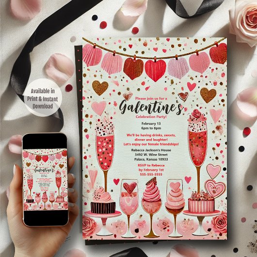 Leuk en feestelijk dessert Galentine's Day Party Kaart