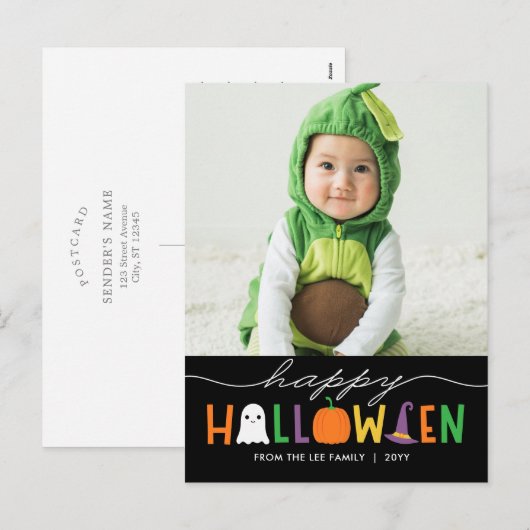 Leuk en feestelijk Halloween Fotokaart Briefkaart (Voorkant / Achterkant)