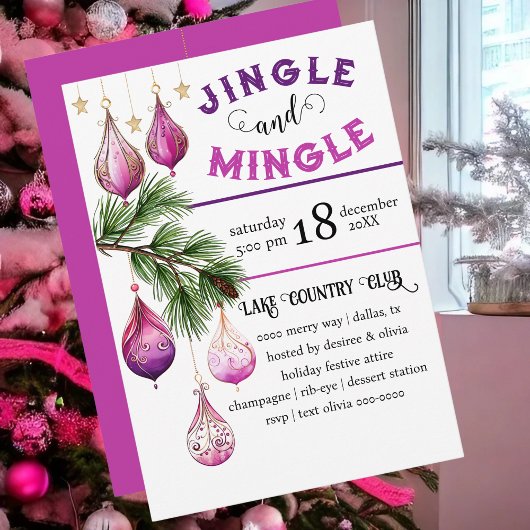 Leuk en feestelijk Jingle en Mingle Pink Party Kaart