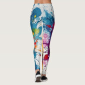 Leuk en Fierce kleurrijke Waterverf Print Leggings (Achterkant)