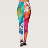 Leuk en Fierce kleurrijke Waterverf Print Leggings (Achterkant)