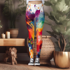 Leuk en Fierce kleurrijke Waterverf Print Leggings
