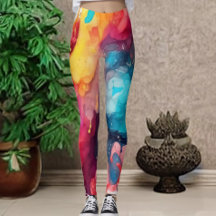 Leuk en Fierce kleurrijke Waterverf Print Leggings