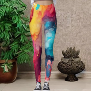 Leuk en Fierce kleurrijke Waterverf Print Leggings