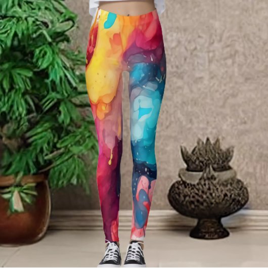 Leuk en Fierce kleurrijke Waterverf Print Leggings