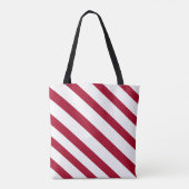 Leuk en Flirty rood en wit diagonaal gestreept Tote Bag (Achterkant)