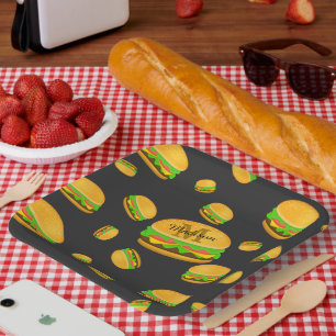 Leuk en gaaf eetbaar burgerpatroon Monogram Papieren Bordje