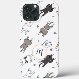 Leuk en grillig kattenpatroon Uw Monogram Case-Mate iPhone Case