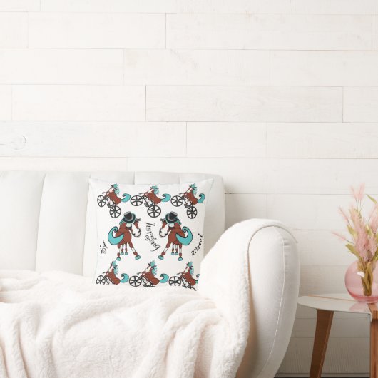 Leuk en helder paardendesign kussen (Bank)