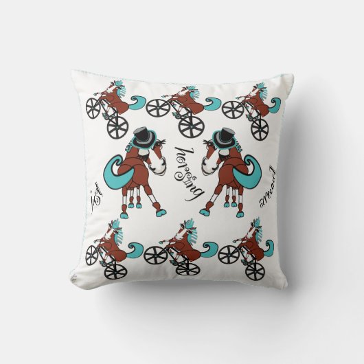 Leuk en helder paardendesign kussen (Voorkant)