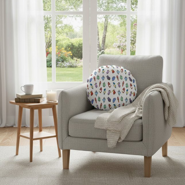 Leuk en kleurrijk decoratief rond kussen (Creator heeft geüpload)