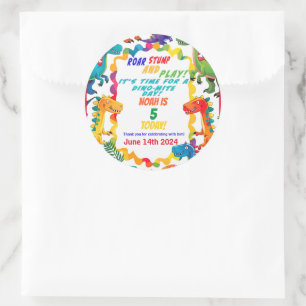 Leuk en kleurrijk Dinosaurus Verjaardagsfeest Ronde Sticker