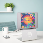 Leuk en kleurrijk Kies Happy Enouragement Sticker (Laptop op bureau)