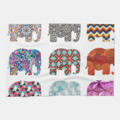 leuk en kleurrijk olifantenontwerp theedoek (Horizontaal)