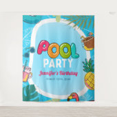 Leuk en kleurrijk poolparty | Zwemlichaam achtergr Wandkleed (Voorkant)