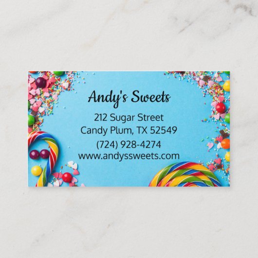 Leuk en kleurrijk Snoep Shop Sweets Store Zakelijk Visitekaartje (Achterkant)