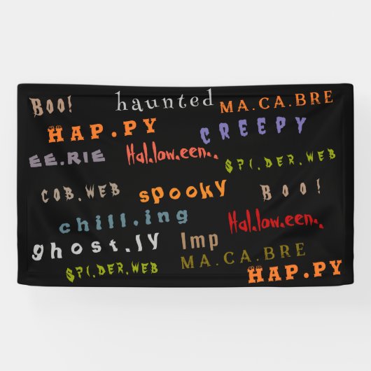 Leuk en kleurrijk typografie patroon, Halloween Spandoek (Horizontaal)