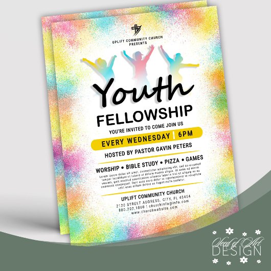 Leuk en kleurrijk Youth Fellowship Kerk Event Flyer